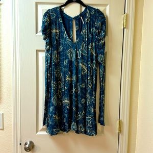 Free People Boho Mini Dress. Size M. EUC. Evergreen Print